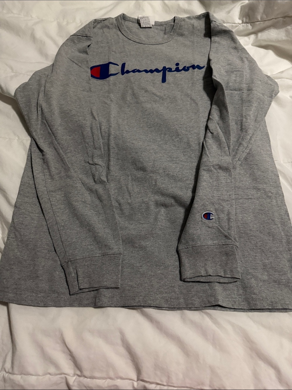 Champion juniors Long-Sleeve Logo Tee — Gray